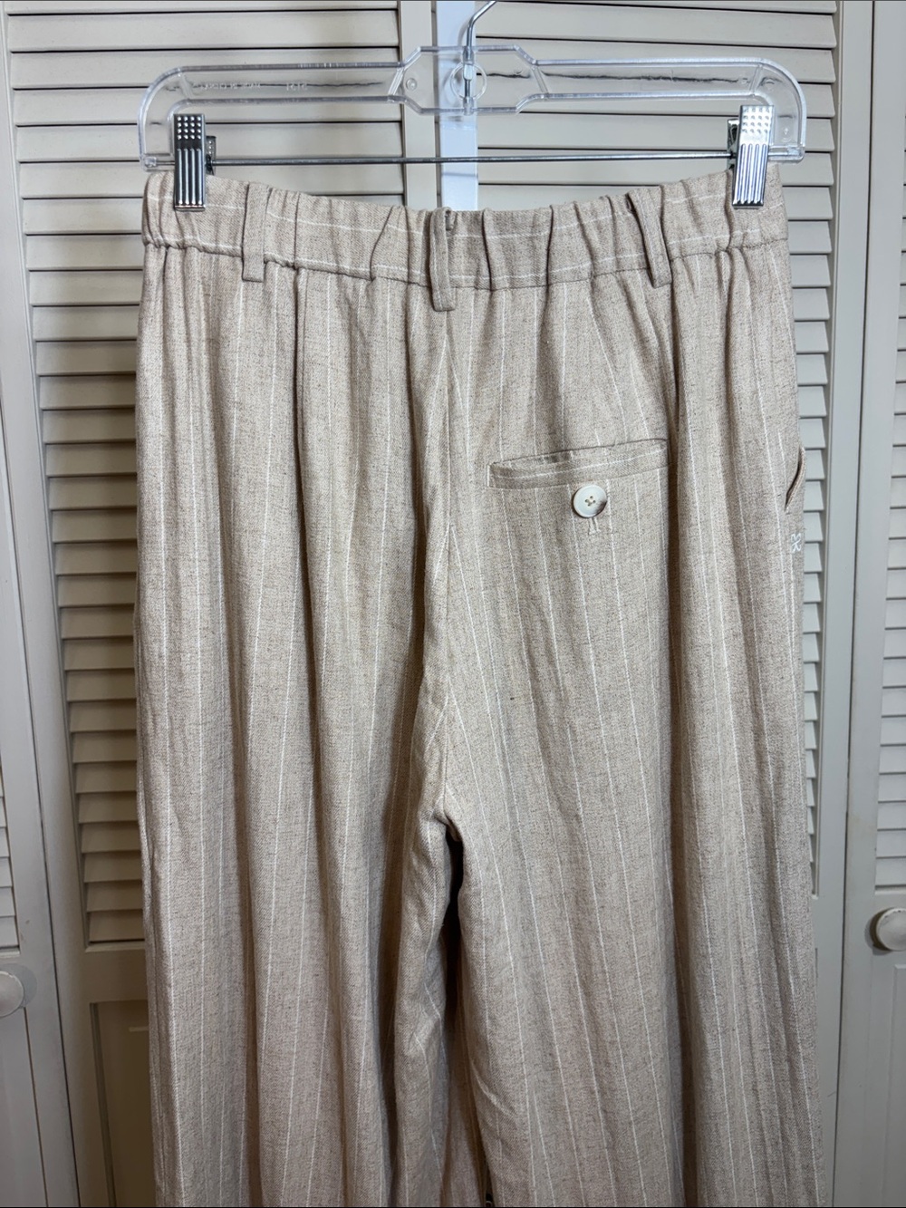 Maeve Avery Linen Blend Stripe Twill Wide Leg Pleated Pants Size XS Petite - Picture 12 of 16